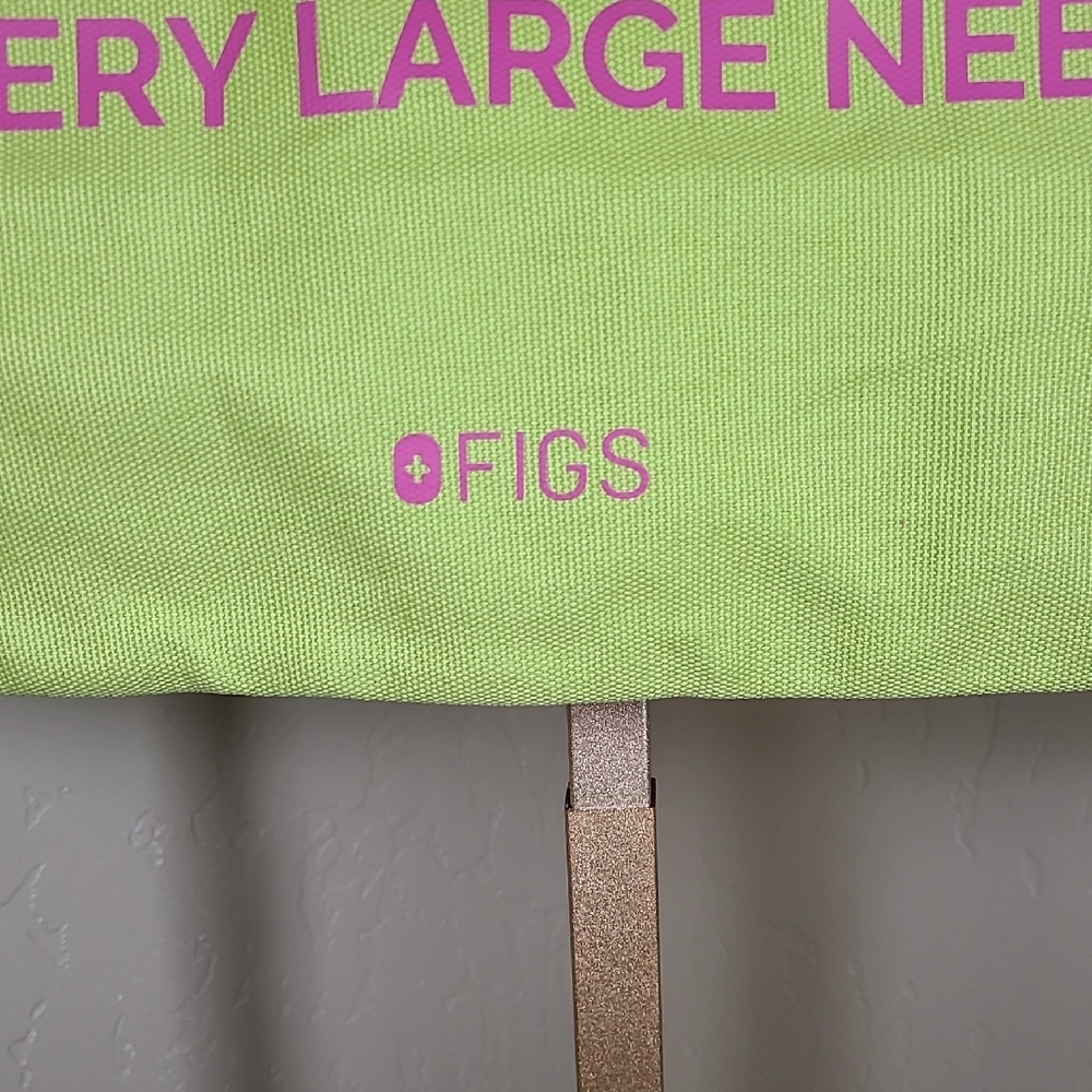 Figs Limited Edition Matcha A Very Large Needle Canvas Tote with Pink Lettering - Picture 2 of 14